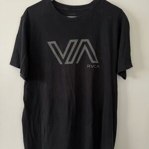RVCA Black Short Sleeve Tee with Geometric Logo